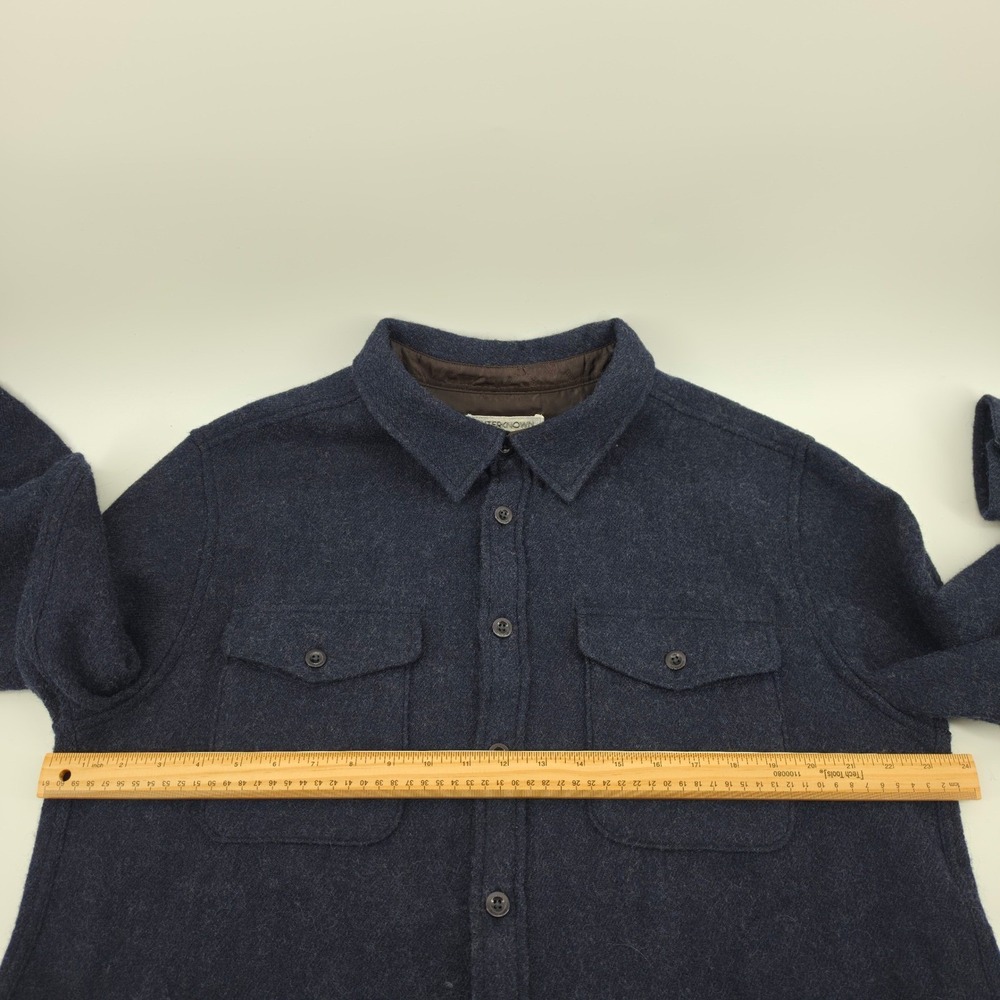 Outerknown Wool Shirt Jacket Mens Large Navy Blue Heavyweight 100% Wool Shacket - Picture 5 of 7